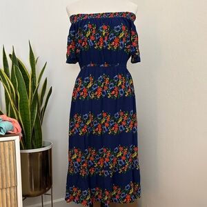 Old Navy Off Shoulder Floral Midi Dress Size Small Petite